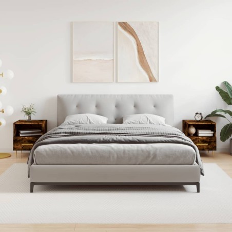 vidaXL Mesita noche 2 uds madera ingeniería roble ahumado 40x35x47,5cm