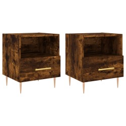 vidaXL Mesita noche 2 uds madera ingeniería roble ahumado 40x35x47,5cm