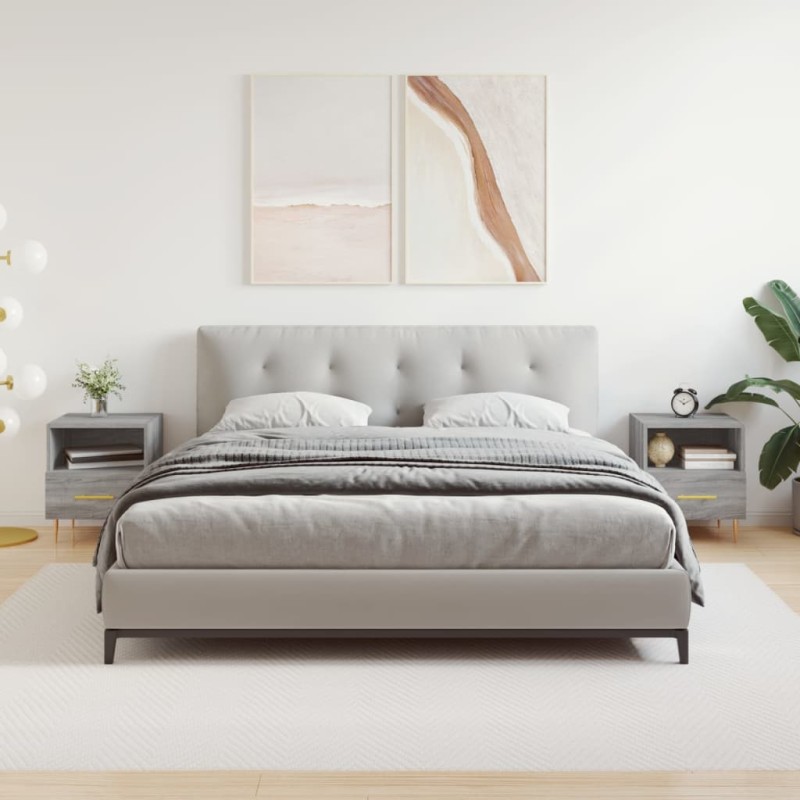 vidaXL Mesitas noche 2 uds madera ingeniería gris Sonoma 40x35x47,5 cm vidaXL Mesitas noche 2 uds madera ingeniería gris Sonoma 40x35x47,5 cm