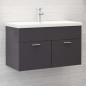 vidaXL Mueble con lavabo madera de ingeniería gris brillante vidaXL Mueble con lavabo madera de ingeniería gris brillante