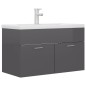 vidaXL Mueble con lavabo madera de ingeniería gris brillante vidaXL Mueble con lavabo madera de ingeniería gris brillante