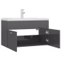 vidaXL Mueble con lavabo madera de ingeniería gris brillante vidaXL Mueble con lavabo madera de ingeniería gris brillante