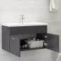 vidaXL Mueble con lavabo madera de ingeniería gris brillante vidaXL Mueble con lavabo madera de ingeniería gris brillante