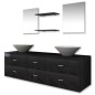 vidaXL Conjunto de muebles de baño con lavabo y grifo 9 piezas negro vidaXL Conjunto de muebles de baño con lavabo y grifo 9 piezas negro
