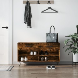 vidaXL Banco zapatero madera de ingeniería roble ahumado 102x35x55 cm