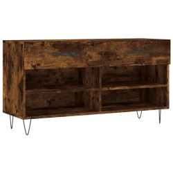 vidaXL Banco zapatero madera de ingeniería roble ahumado 102x35x55 cm