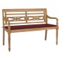 vidaXL Banco Batavia madera maciza de teca con cojín color vino 150 cm vidaXL Banco Batavia madera maciza de teca con cojín color vino 150 cm