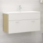 vidaXL Mueble con lavabo madera de ingeniería blanco y roble Sonoma vidaXL Mueble con lavabo madera de ingeniería blanco y roble Sonoma