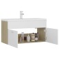 vidaXL Mueble con lavabo madera de ingeniería blanco y roble Sonoma vidaXL Mueble con lavabo madera de ingeniería blanco y roble Sonoma