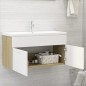 vidaXL Mueble con lavabo madera de ingeniería blanco y roble Sonoma vidaXL Mueble con lavabo madera de ingeniería blanco y roble Sonoma