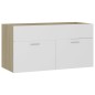 vidaXL Mueble con lavabo madera de ingeniería blanco y roble Sonoma vidaXL Mueble con lavabo madera de ingeniería blanco y roble Sonoma