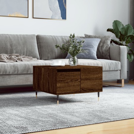 vidaXL Mesa de centro madera contrachapada roble marrón 55x55x36,5 cm