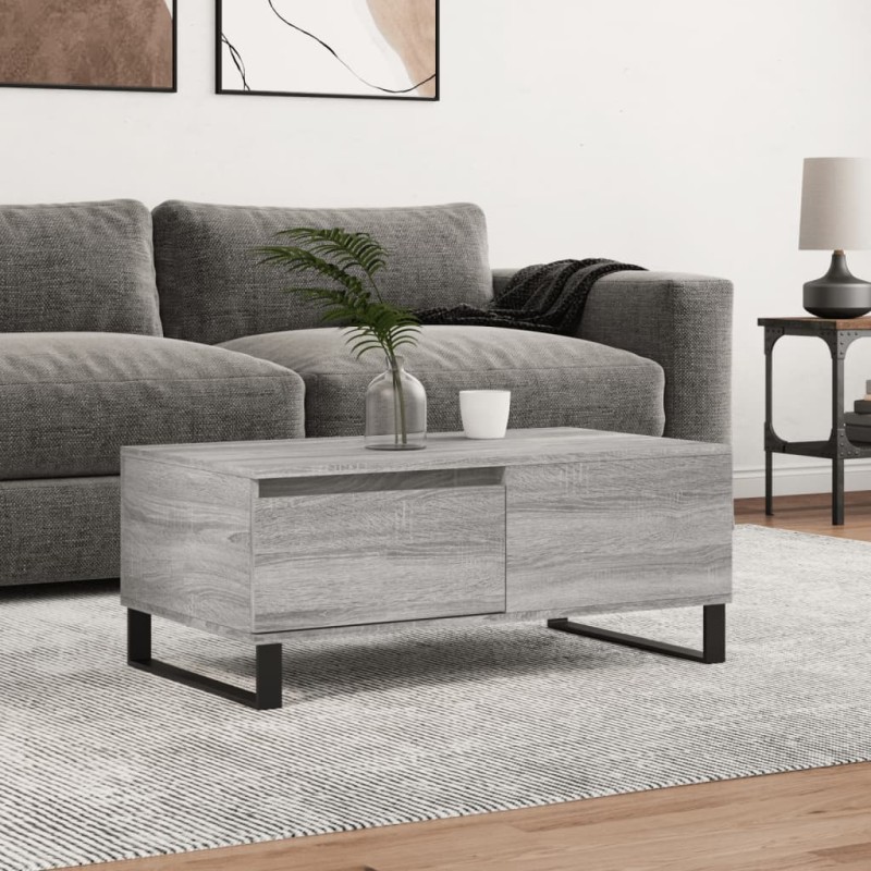 vidaXL Mesa de centro madera contrachapada gris Sonoma 90x50x36,5 cm vidaXL Mesa de centro madera contrachapada gris Sonoma 90x50x36,5 cm