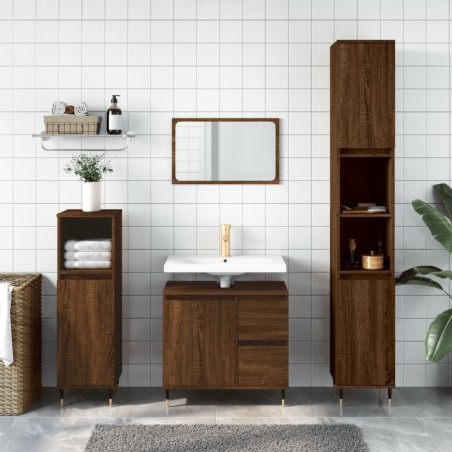 vidaXL Armario de baño madera contrachapada roble marrón 30x30x190 cm