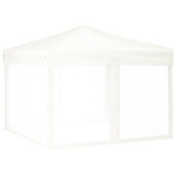 vidaXL Carpa para fiestas plegable con paredes laterales blanca 3x3 m