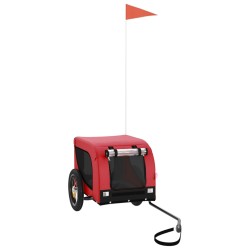 vidaXL Remolque de bicicleta mascotas hierro tela Oxford rojo negro