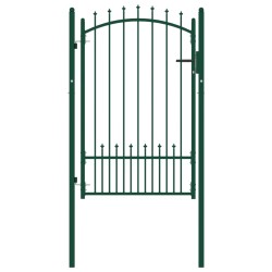 vidaXL Puerta de valla con picos acero verde 100x150 cm
