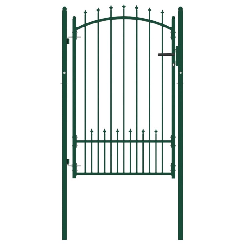 vidaXL Puerta de valla con picos acero verde 100x150 cm vidaXL Puerta de valla con picos acero verde 100x150 cm