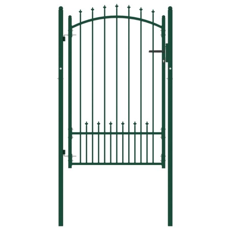 vidaXL Puerta de valla con picos acero verde 100x150 cm
