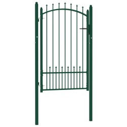 vidaXL Puerta de valla con picos acero verde 100x150 cm