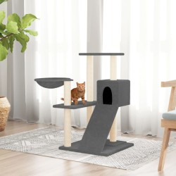 vidaXL Rascador para gatos con postes de sisal gris oscuro 82 cm