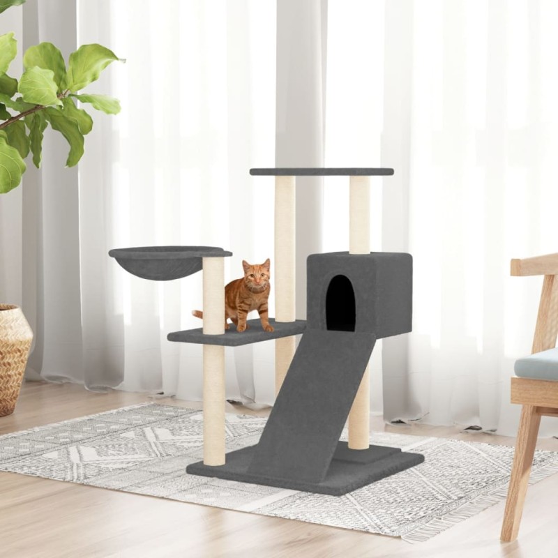 vidaXL Rascador para gatos con postes de sisal gris oscuro 82 cm
