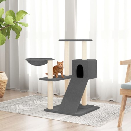 vidaXL Rascador para gatos con postes de sisal gris oscuro 82 cm