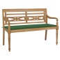 vidaXL Banco Batavia madera maciza de teca con cojín verde 150 cm
