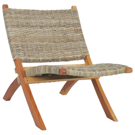 vidaXL Silla de ratán kubu natural y madera maciza de caoba