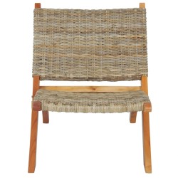 vidaXL Silla de ratán kubu natural y madera maciza de caoba