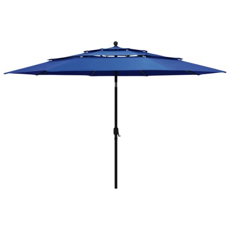 vidaXL Sombrilla de 3 niveles con poste de aluminio azul 3,5 m