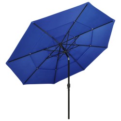 vidaXL Sombrilla de 3 niveles con poste de aluminio azul 3,5 m