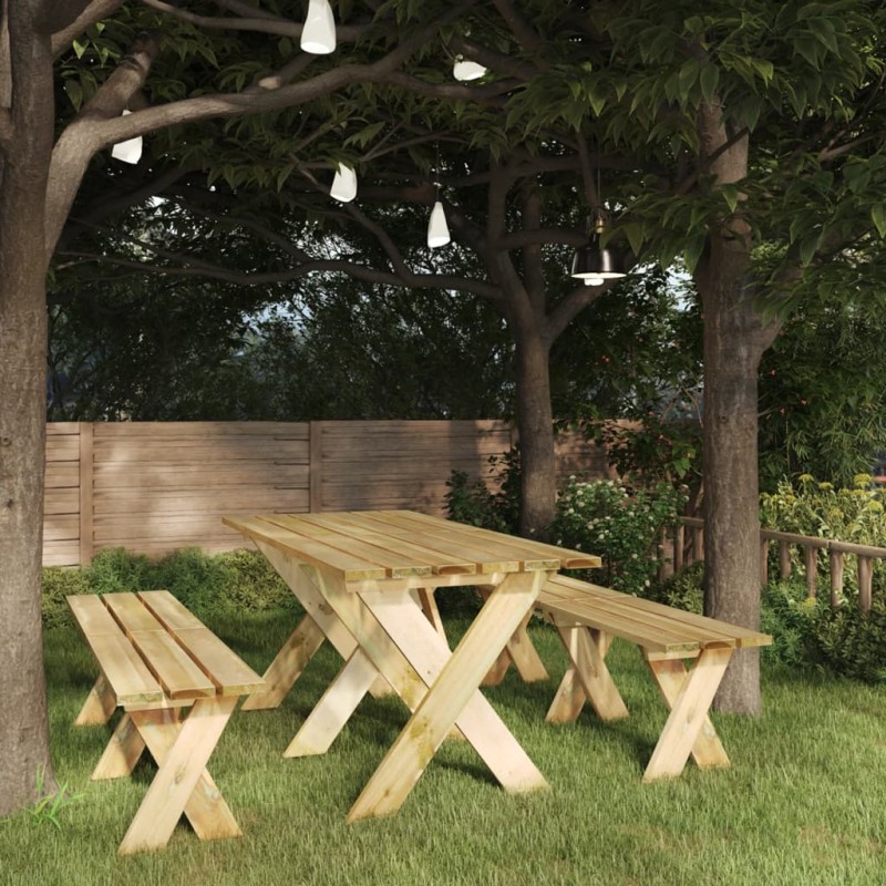 vidaXL Mesa de jardín de madera de pino impregnada 160x73x70 cm vidaXL Mesa de jardín de madera de pino impregnada 160x73x70 cm
