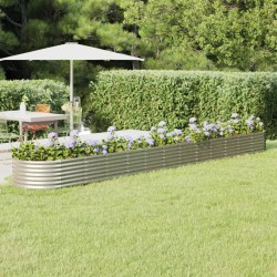 vidaXL Jardinera arriate acero recubrimiento polvo plata 512x80x36 cm