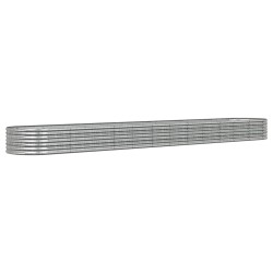 vidaXL Jardinera arriate acero recubrimiento polvo plata 512x80x36 cm