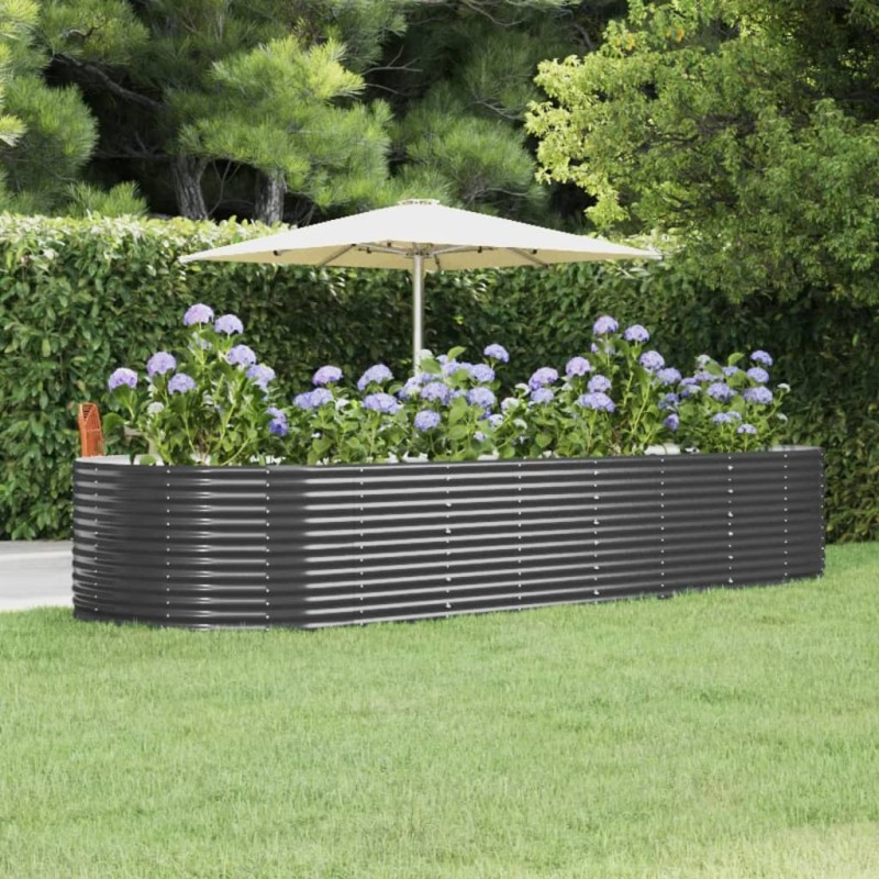 vidaXL Jardinera arriate acero recubrimiento polvo gris 367x140x68cm