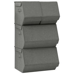 vidaXL Set de cajas de almacenaje apilables 3 uds tela gris antracita