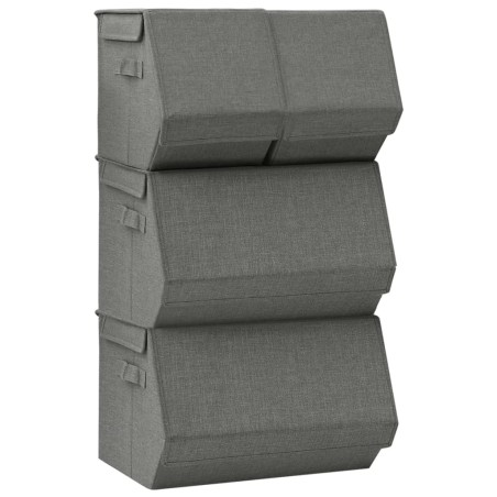vidaXL Set de cajas de almacenaje apilables 3 uds tela gris antracita