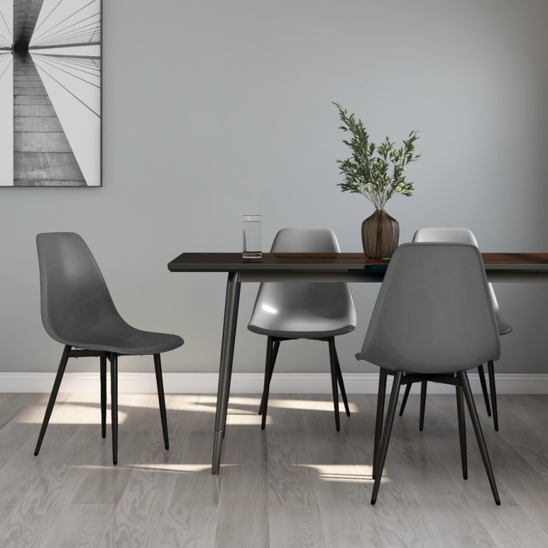 vidaXL Sillas de comedor 4 unidades gris PP vidaXL Sillas de comedor 4 unidades gris PP