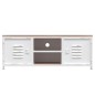 vidaXL Mueble de TV hierro y madera maciza de abeto blanco 110x30x40cm