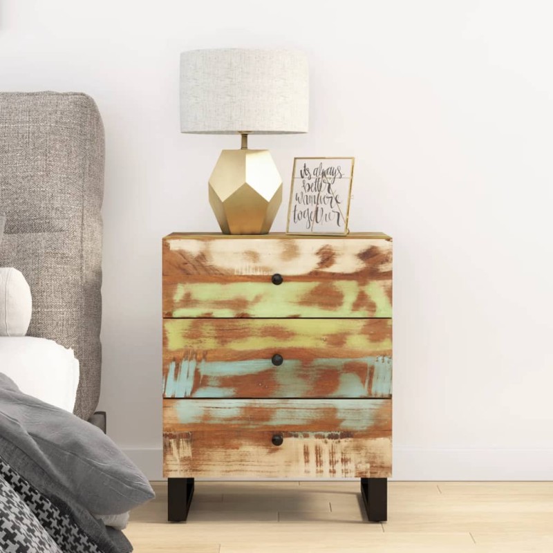 vidaXL Mesita de noche madera reciclada y contrachapada 50x33x62 cm