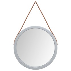 vidaXL Espejo de pared con correa plateado Ø35 cm
