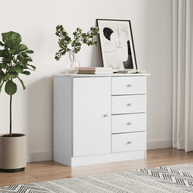 vidaXL Aparador ALTA madera maciza de pino blanco 77x35x73 cm vidaXL Aparador ALTA madera maciza de pino blanco 77x35x73 cm