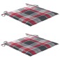 vidaXL Sillas de jardín 2 uds madera teca con cojines a cuadros rojos vidaXL Sillas de jardín 2 uds madera teca con cojines a cuadros rojos