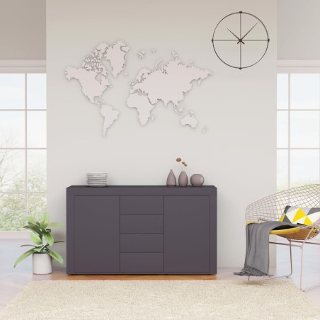 vidaXL Aparador de madera contrachapada gris 120x36x69 cm