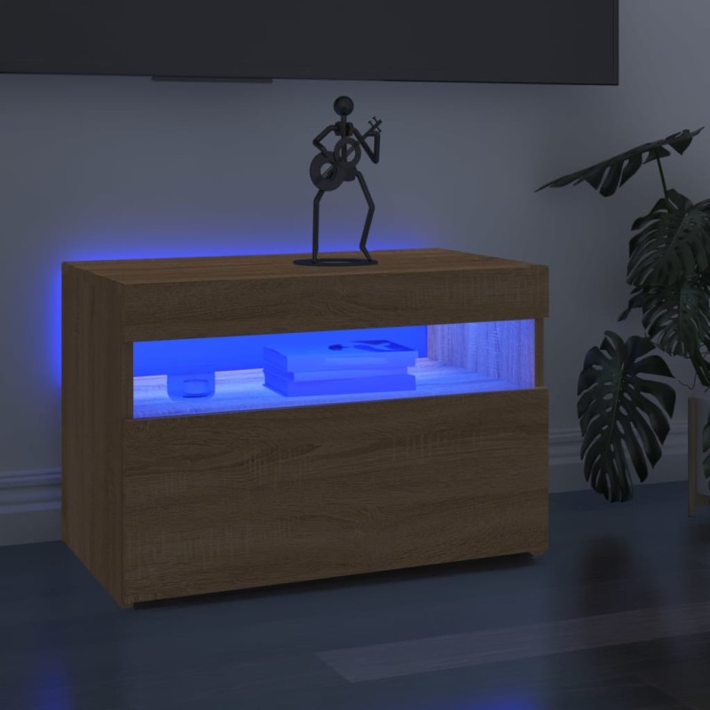 vidaXL Muebles para TV con luces LED 2 uds roble Sonoma 60x35x40 cm vidaXL Muebles para TV con luces LED 2 uds roble Sonoma 60x35x40 cm