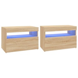 vidaXL Muebles para TV con luces LED 2 uds roble Sonoma 60x35x40 cm