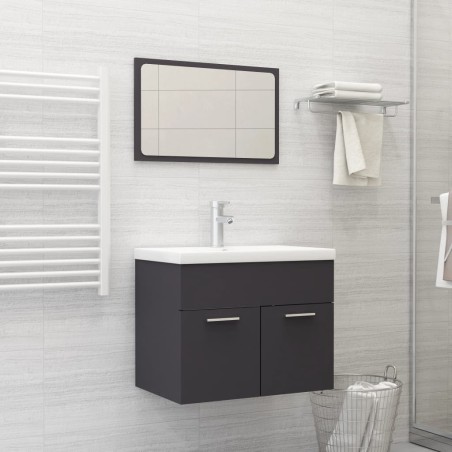 vidaXL Set de muebles de baño 2 piezas madera contrachapada gris