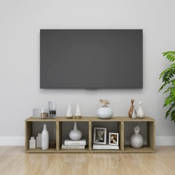 vidaXL Muebles TV 4 uds contrachapada blanco y roble Sonoma 37x35x37cm