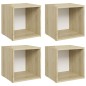 vidaXL Muebles TV 4 uds contrachapada blanco y roble Sonoma 37x35x37cm vidaXL Muebles TV 4 uds contrachapada blanco y roble Sonoma 37x35x37cm